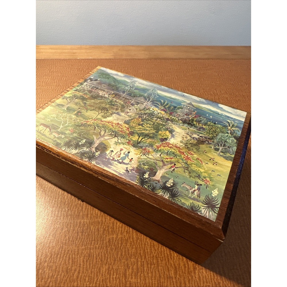 1987 Annabella Wooden Trinket Box Folk Art By Eve Foster